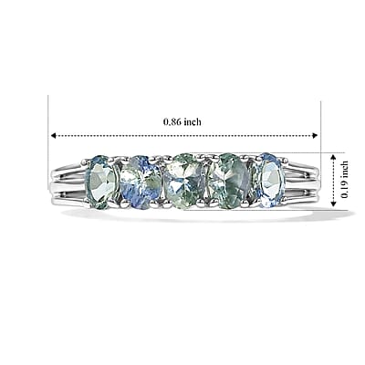 D'Joy Peacock Tanzanite 1.00 ctw Ring in Rhodium Over Sterling Silver (Size 6.0)