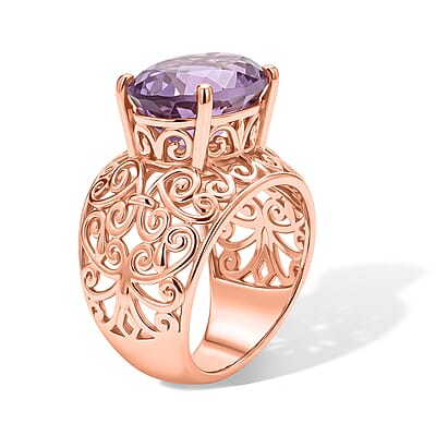 EverTrue Rose De France Amethyst 5.80 ctw Ring in 18K YG Plated (Size 6.0)