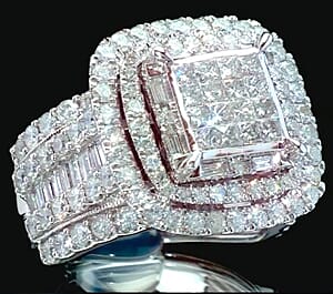 Diamond G, SI 4.00 ctw Ring in 10K White Gold (Size 7.0)