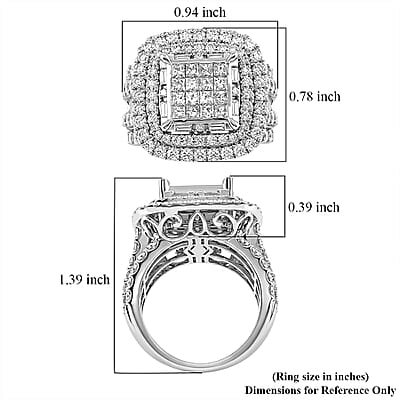 NY Closeout Deal Dynasty Diamond G SI 4.00 ctw Ring in 10K White Gold (Size 7.0) 8.0 Grams