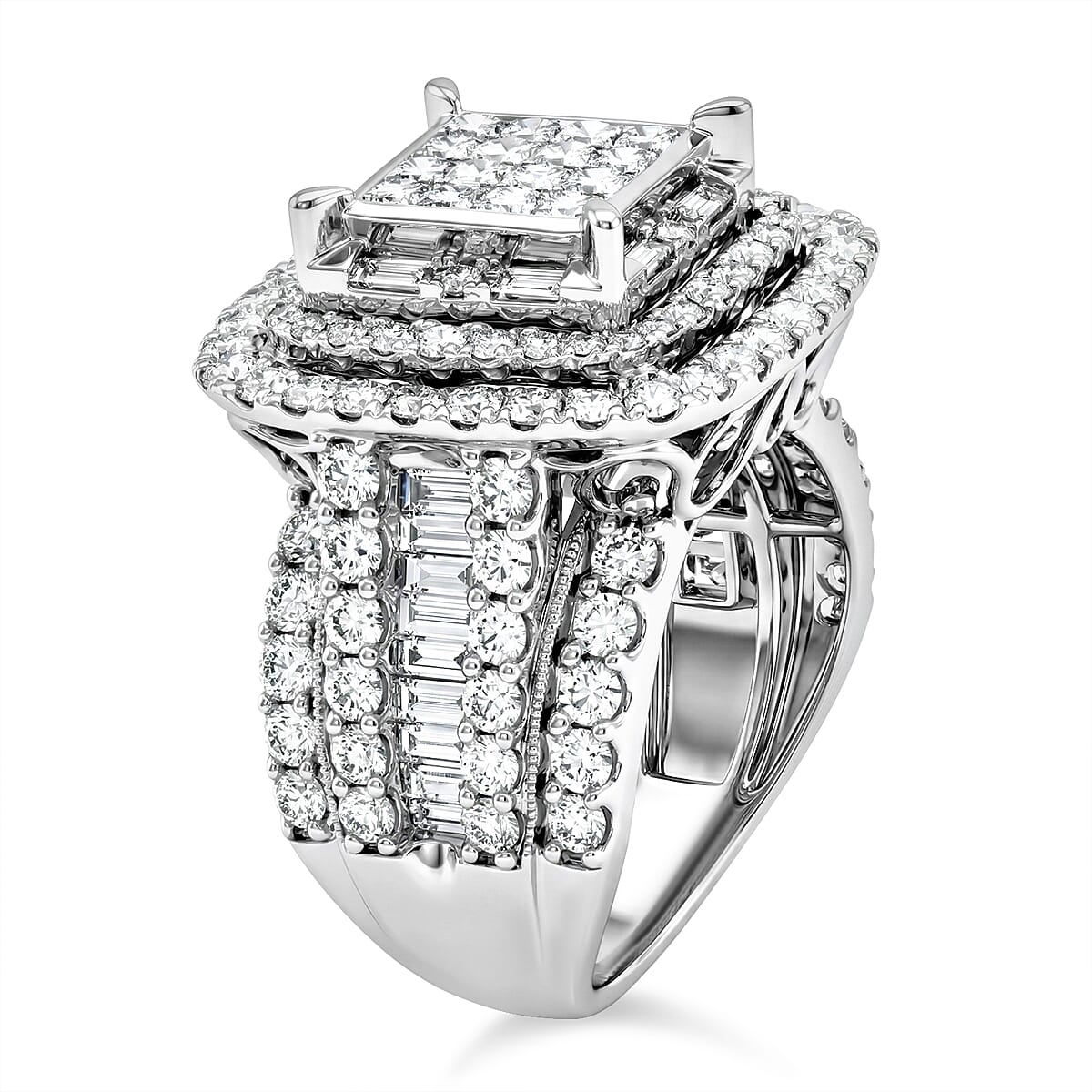 Diamond G I1-I2 4.00 ctw Ring in 10K White Gold (Size 9.0) image number 3