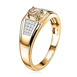 D'Joy AAA Turkizite and Moissanite 1.20 ctw Men's Ring in 18K Vermeil Yellow Gold Over Sterling Silver (Size 10.0)
