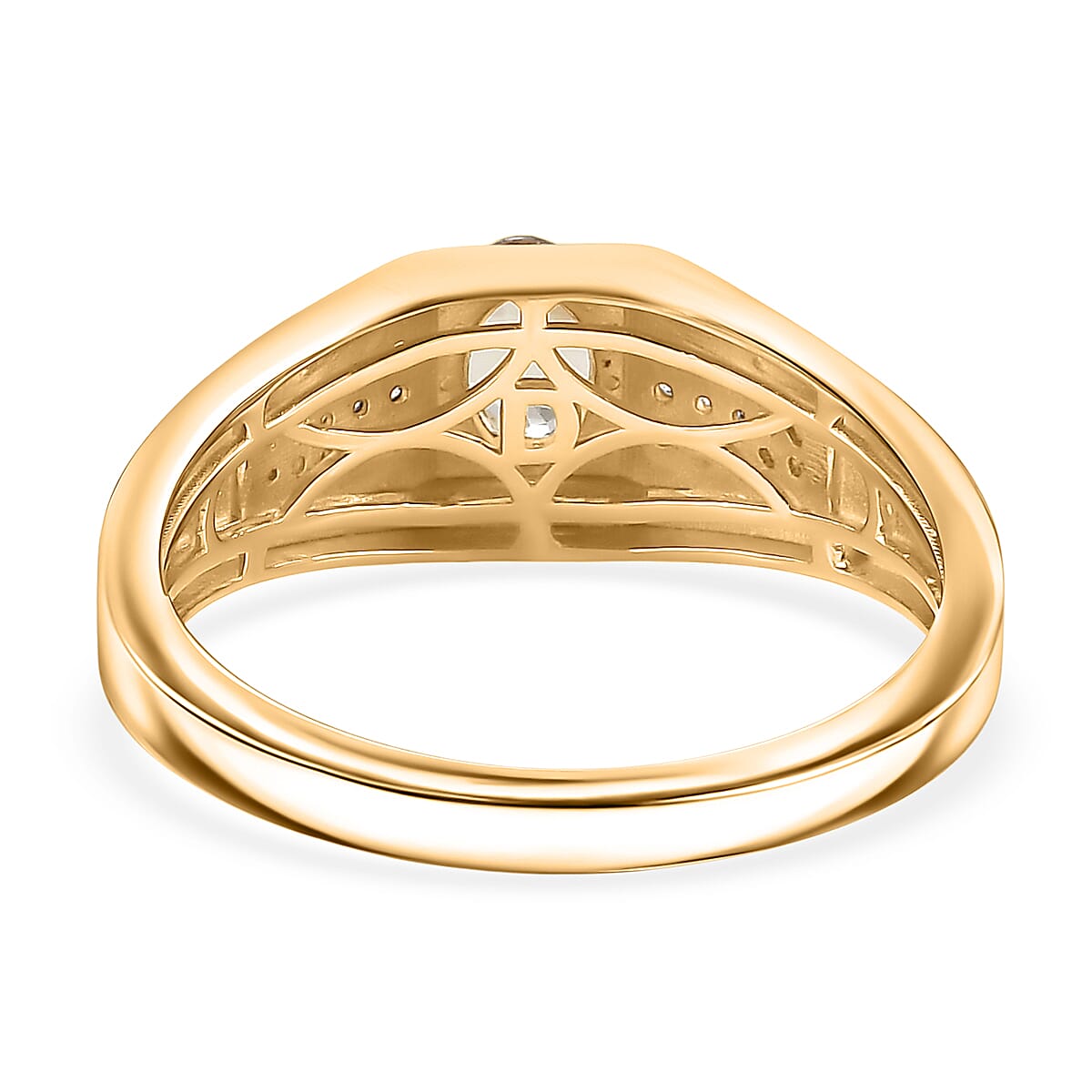 D'Joy AAA Turkizite and Moissanite 1.20 ctw Men's Ring in 18K Vermeil Yellow Gold Over Sterling Silver image number 4