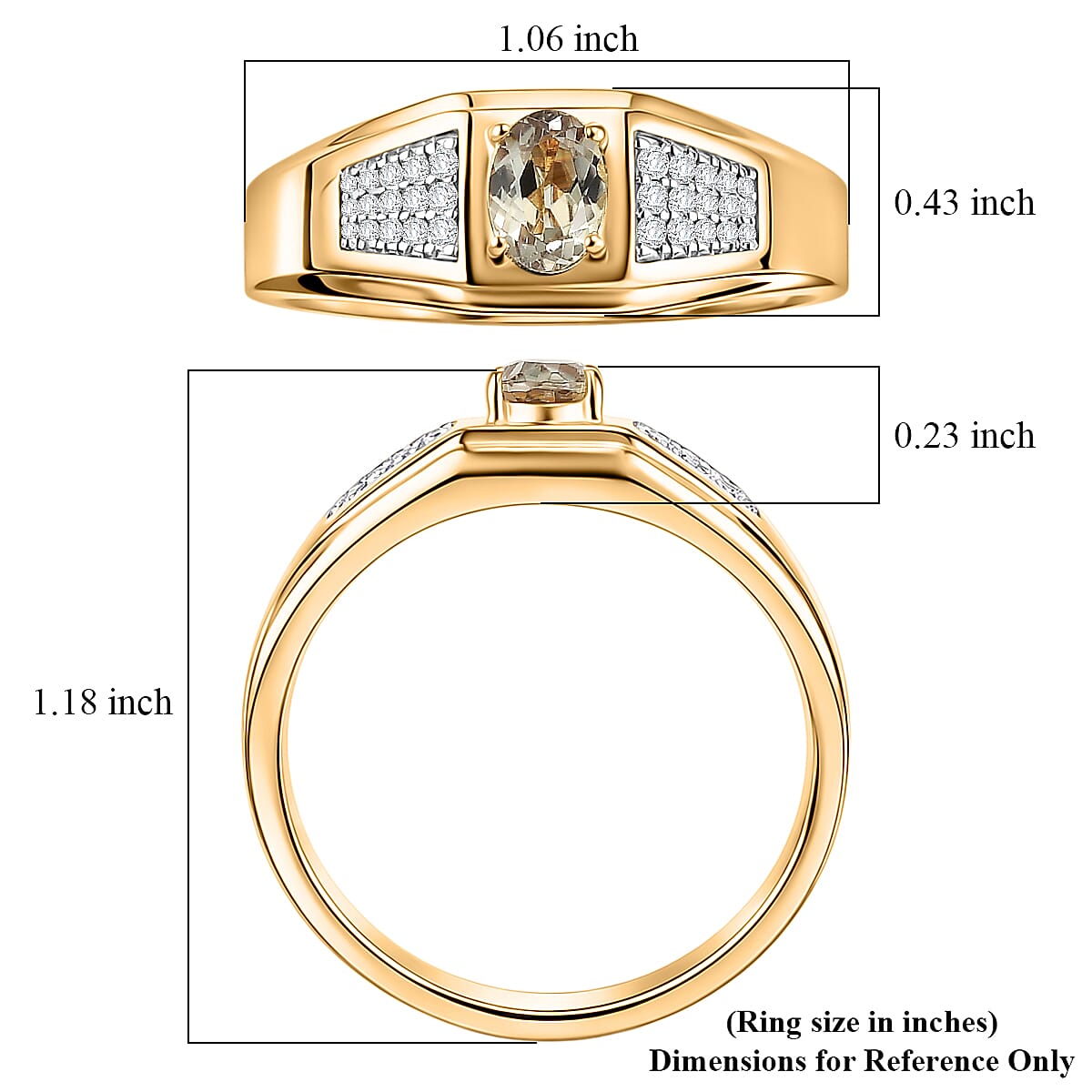 D'Joy AAA Turkizite and Moissanite 1.20 ctw Men's Ring in 18K Vermeil Yellow Gold Over Sterling Silver image number 5