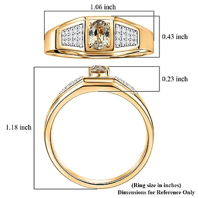 D'Joy AAA Turkizite and Moissanite 1.20 ctw Men's Ring in 18K Vermeil Yellow Gold Over Sterling Silver (Size 11.0)