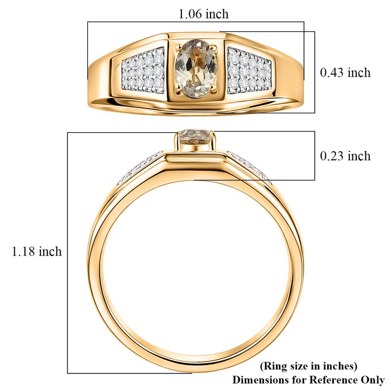 D'Joy AAA Turkizite and Moissanite 1.20 ctw Men's Ring in 18K Vermeil Yellow Gold Over Sterling Silver (Size 11.0)