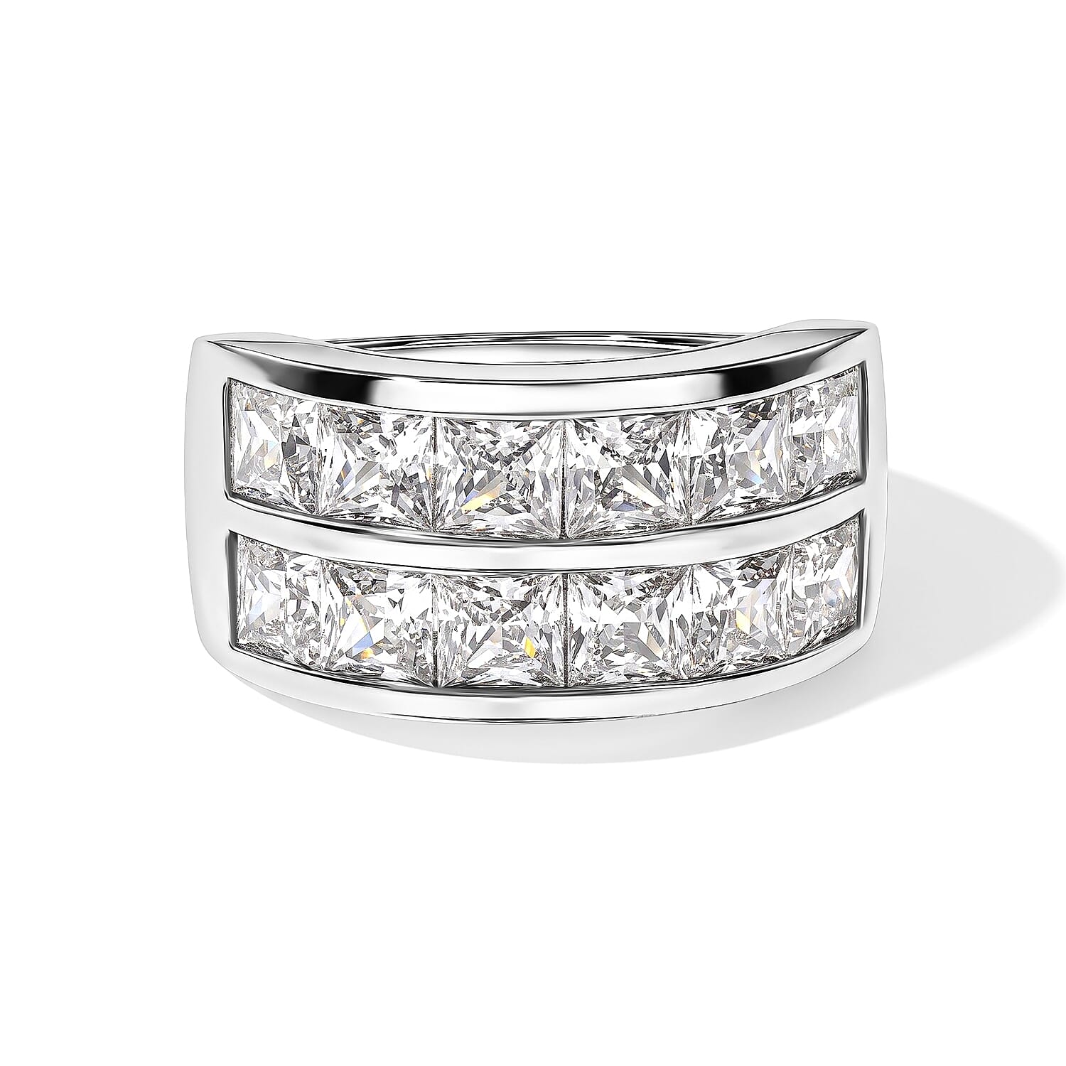 EverTrue Simulated Diamond Half Eternity Band Ring in Platinum Bond (Size 5.0)