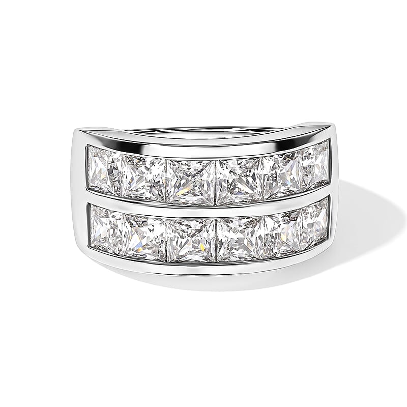 EverTrue Simulated Diamond Half Eternity Band Ring in Platinum Bond (Size 5.0)