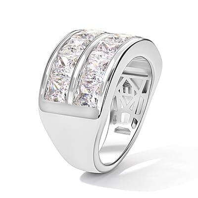 EverTrue Simulated Diamond Half Eternity Band Ring in Platinum Bond (Size 5.0)