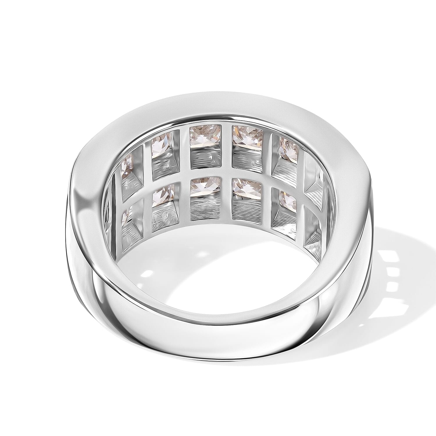 EverTrue Simulated Diamond Half Eternity Band Ring in Platinum Bond (Size 5.0)