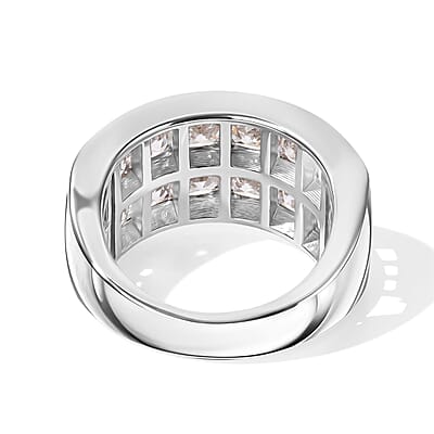 EverTrue Simulated Diamond Half Eternity Band Ring in Platinum Bond (Size 5.0)