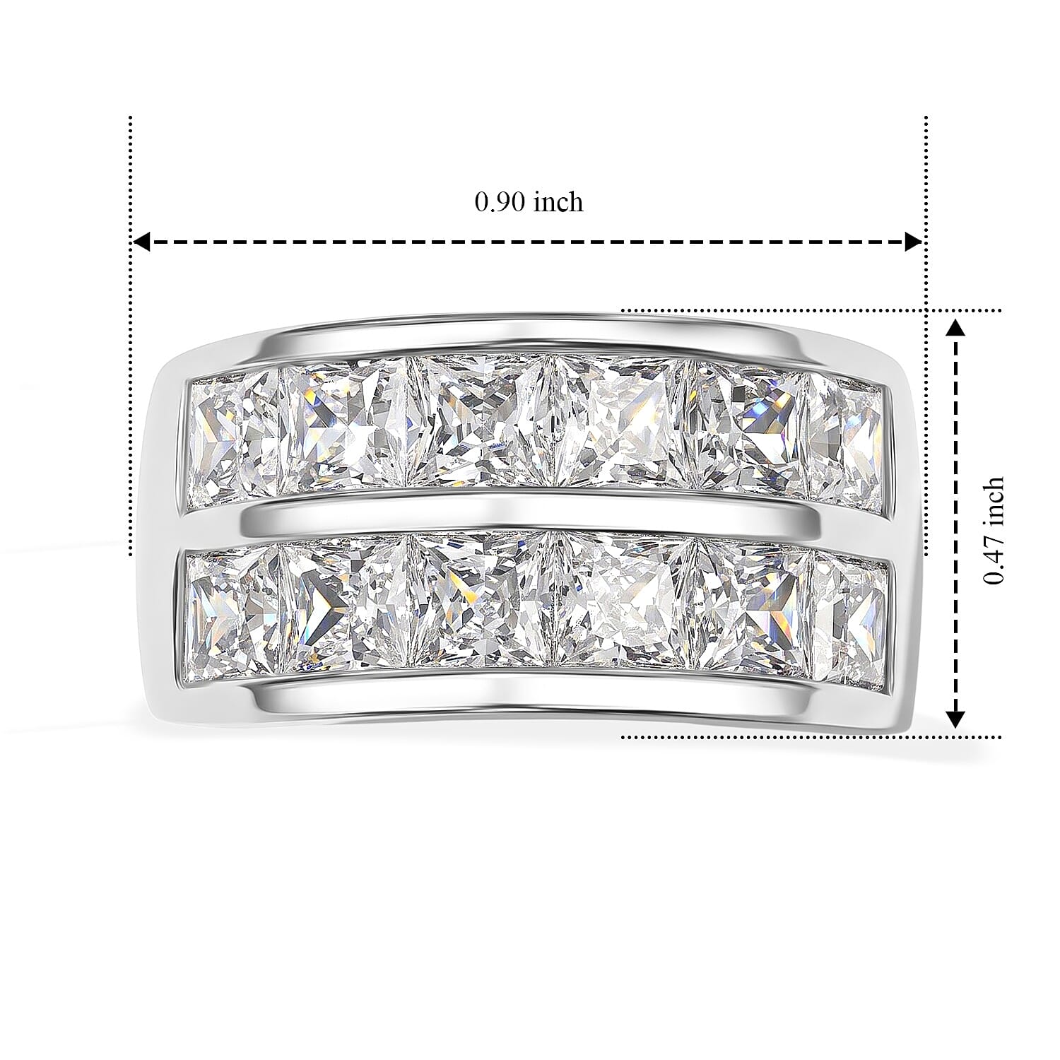 EverTrue Simulated Diamond Half Eternity Band Ring in Platinum Bond (Size 5.0)