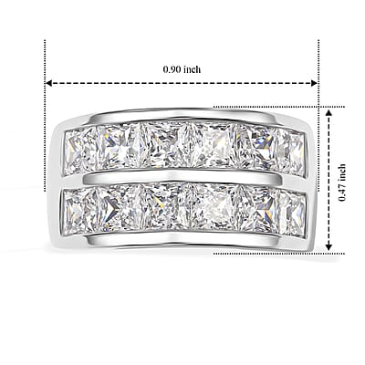EverTrue Simulated Diamond Half Eternity Band Ring in Platinum Bond (Size 5.0)