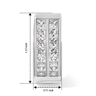 EverTrue Simulated Diamond J Hoop Earrings in Platinum Bond
