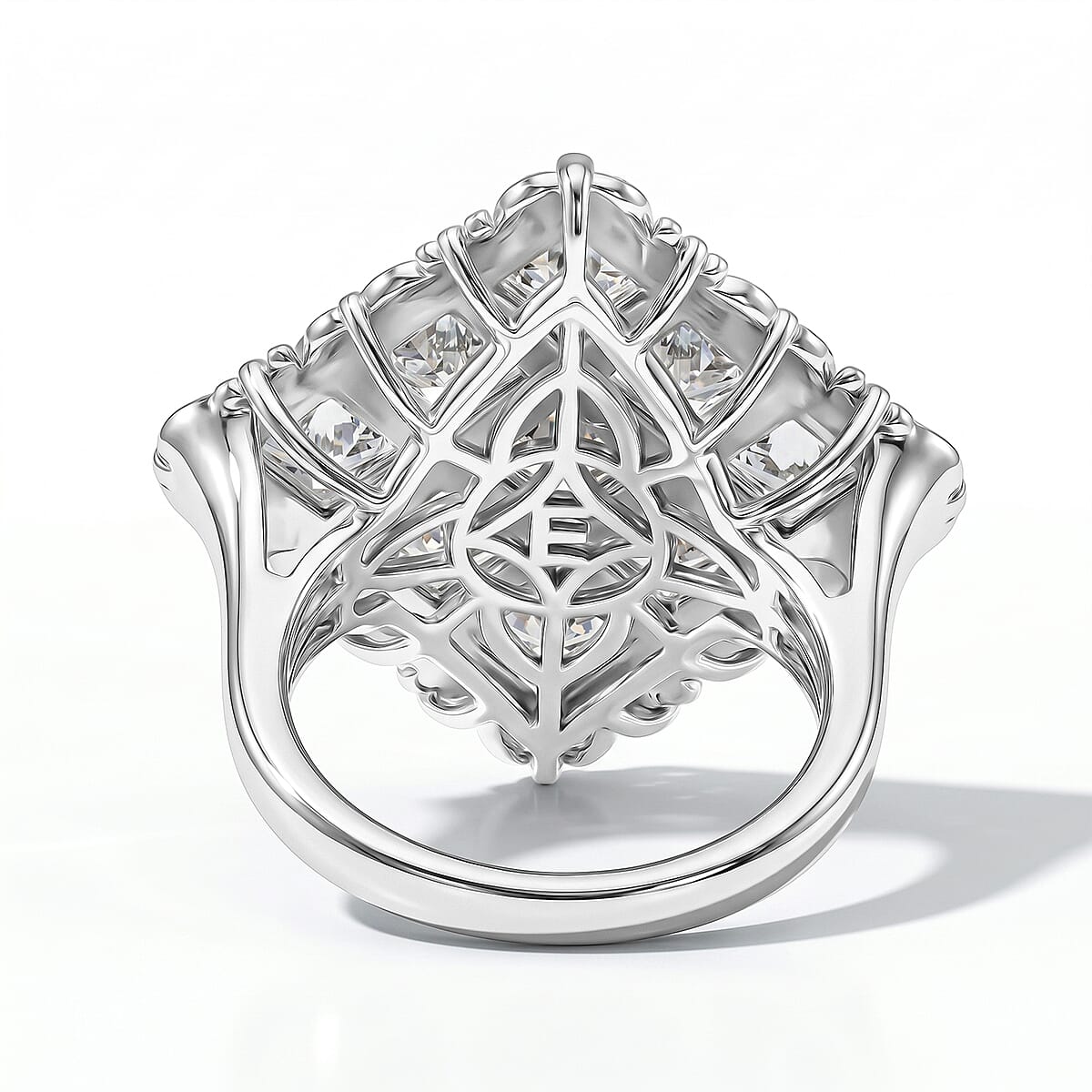 EverTrue Simulated Diamond 10.85 ctw Ring in Platinum Bon (Size 10.0) image number 4