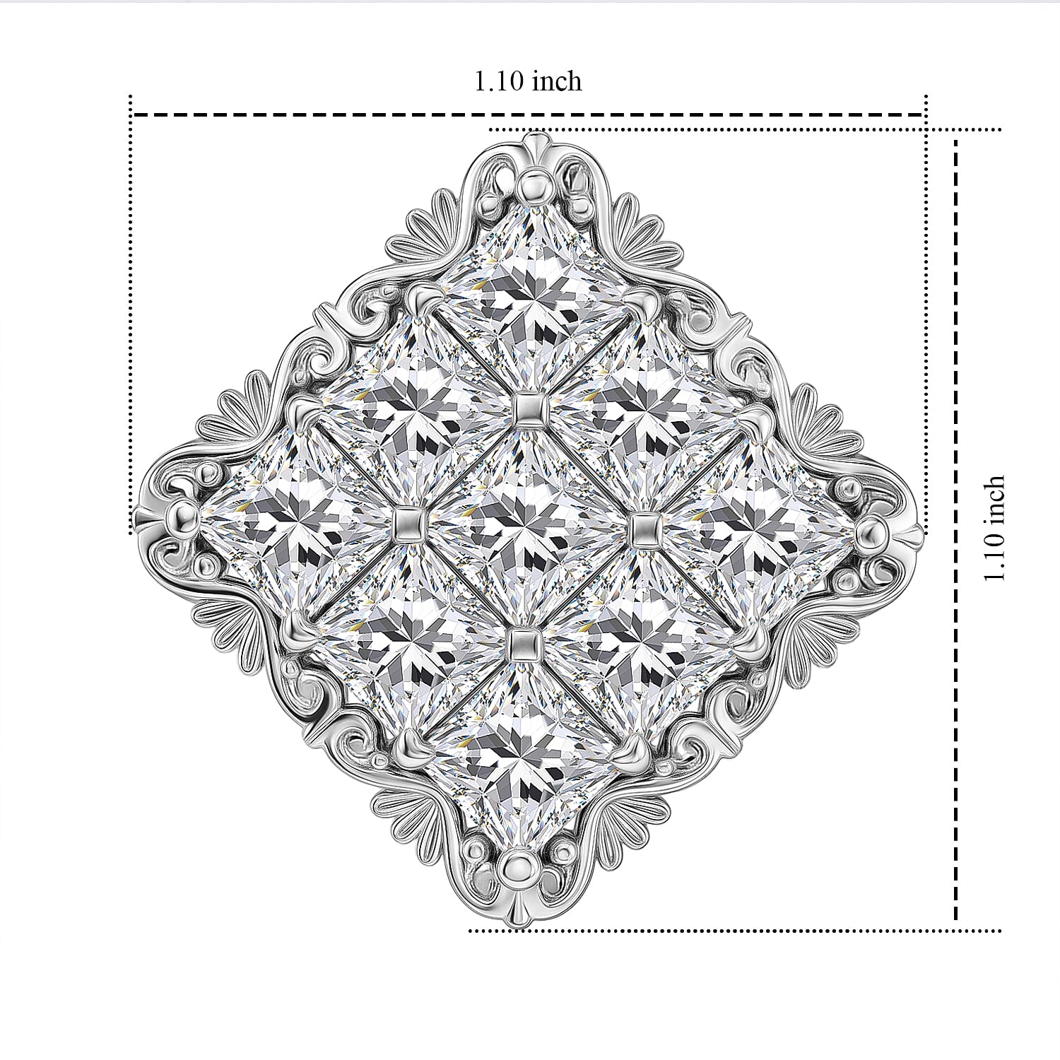 EverTrue Simulated Diamond 10.85 ctw Ring in Platinum Bon (Size 11.0)