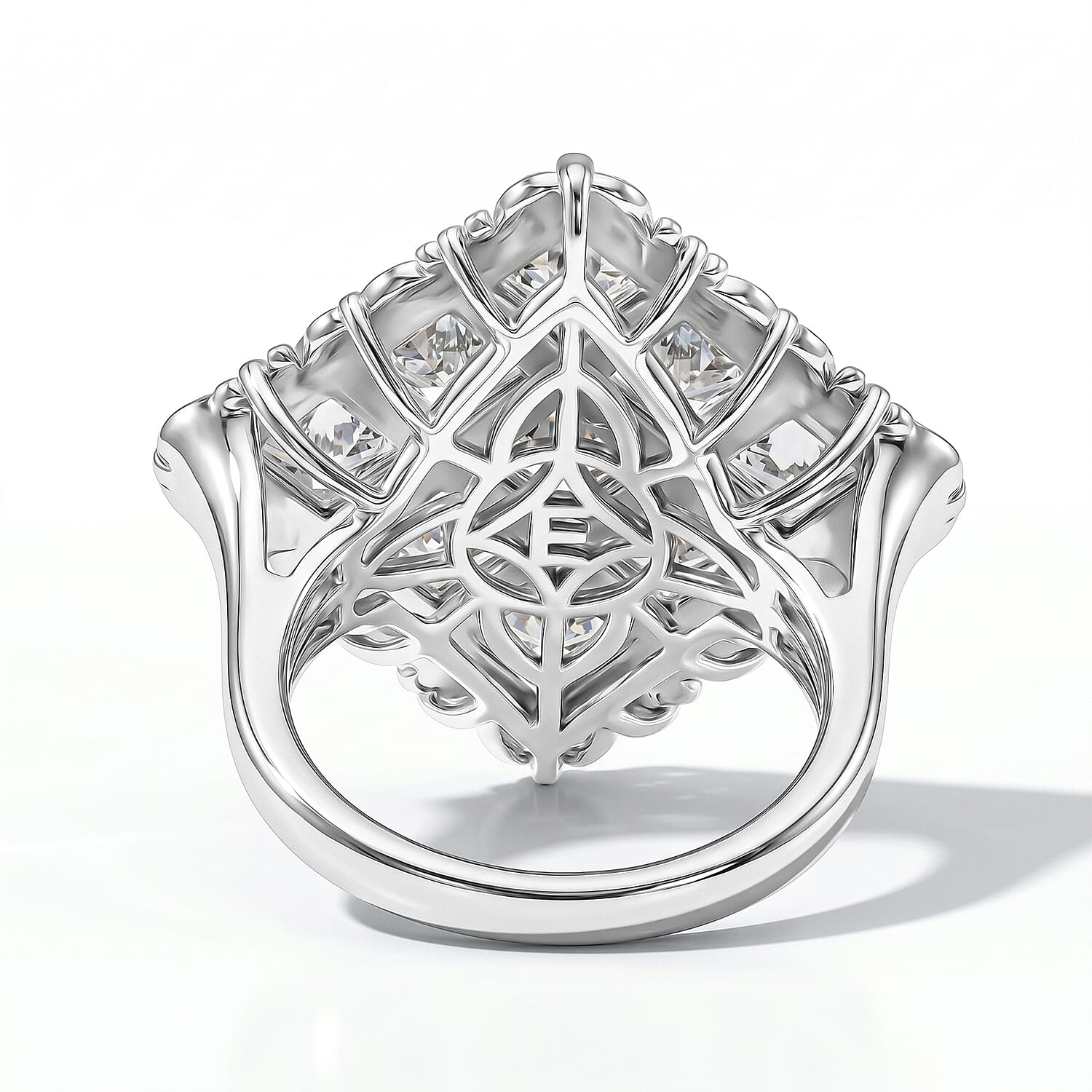 EverTrue Simulated Diamond 10.85 ctw Ring in Platinum Bon (Size 6.0)