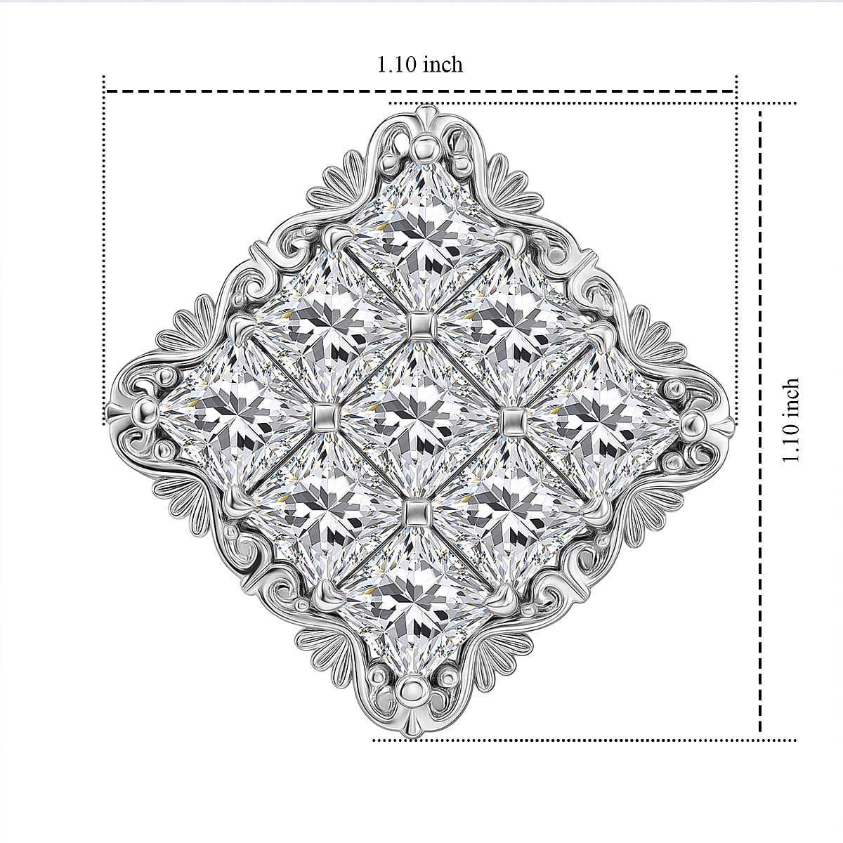 EverTrue Simulated Diamond 10.85 ctw Ring in Platinum Bon (Size 6.0) image number 5
