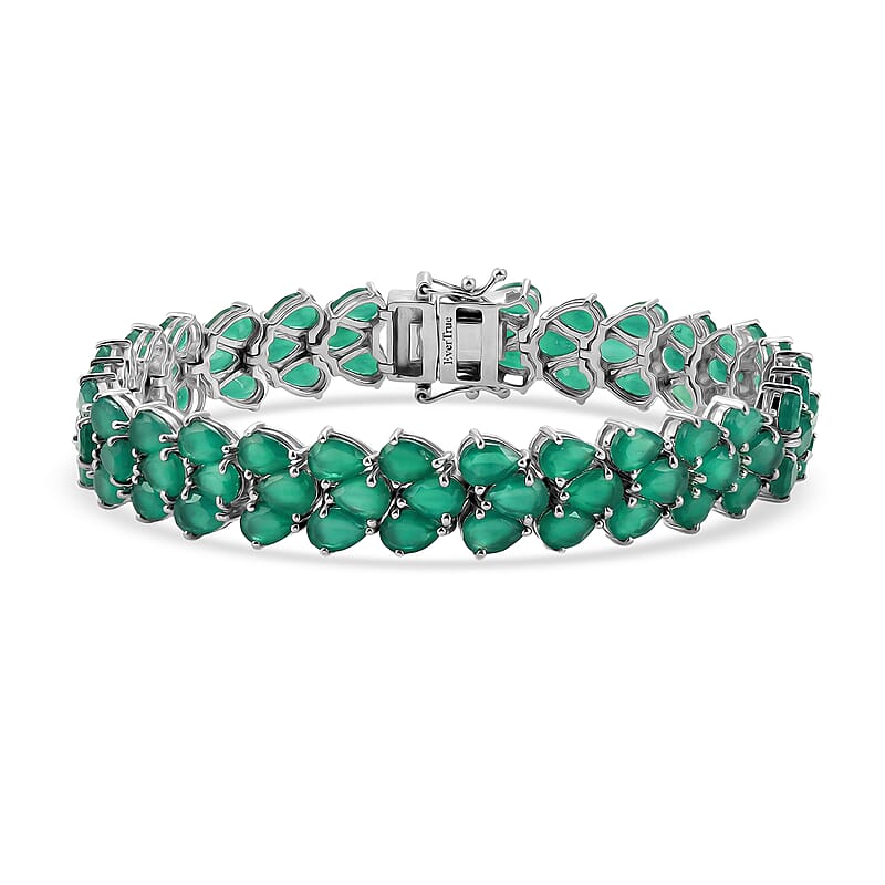 EverTrue Verde Onyx 32.60 ctw Garden Vine Bracelet in Platinum Bond (8.00 In)