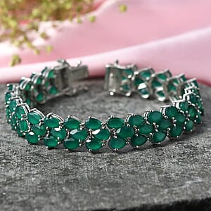 EverTrue Verde Onyx 36.15 ctw Garden Vine Bracelet in Platinum Bond (8.00 In)