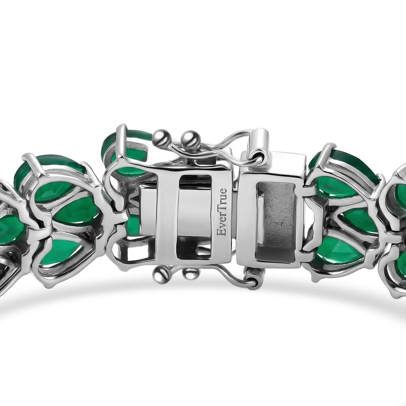 EverTrue Verde Onyx 32.60 ctw Garden Vine Bracelet in Platinum Bond (8.00 In)