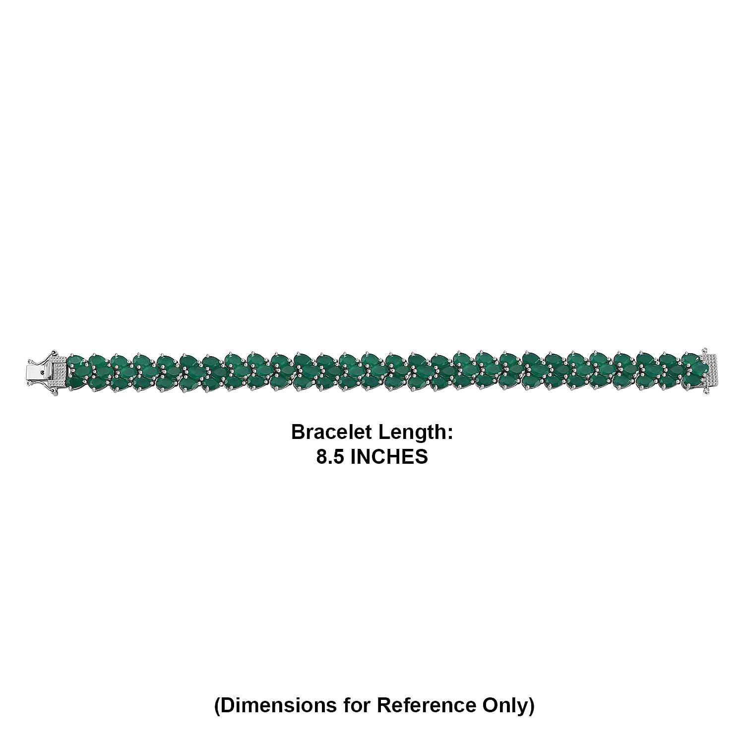 EverTrue Verde Onyx 32.60 ctw Garden Vine Bracelet in Platinum Bond (8.00 In)