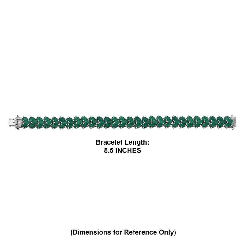 EverTrue Verde Onyx 32.60 ctw Garden Vine Bracelet in Platinum Bond (8.00 In)