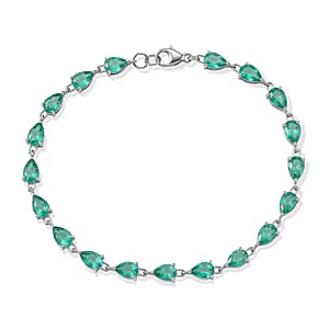 Rhapsody AAAA Boyaca Colombian Emerald 6.40 ctw Green Fire Cascade Bracelet in 950 Platinum (7.25 In) 5.20 Grams