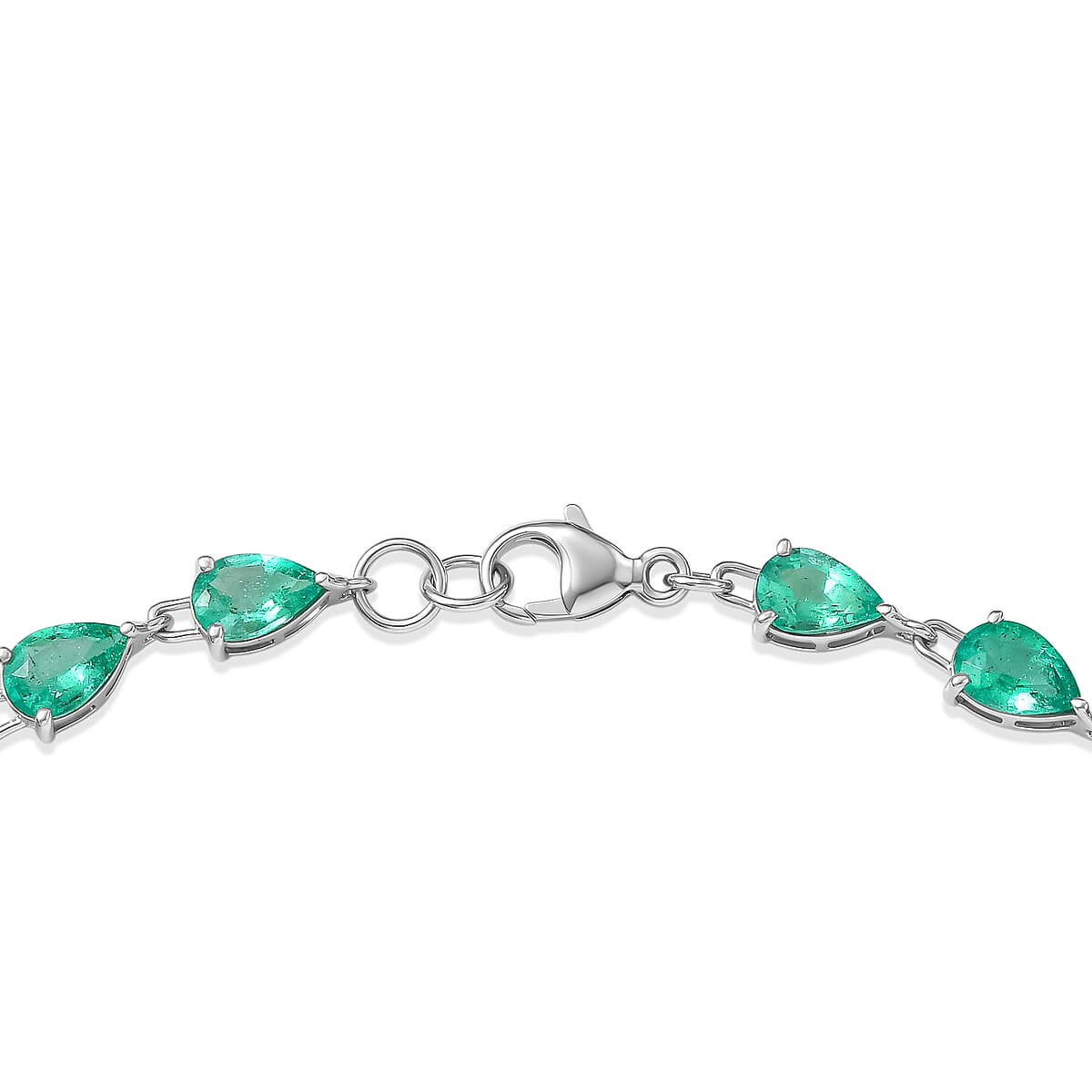 Rhapsody AAAA Boyaca Colombian Emerald 6.40 ctw Green Fire Cascade Bracelet in 950 Platinum (7.25 In) 5.20 Grams image number 3