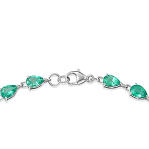 Rhapsody AAAA Boyaca Colombian Emerald 6.40 ctw Green Fire Cascade Bracelet in 950 Platinum (7.25 In) 5.20 Grams