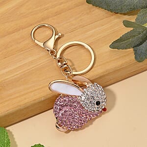 Multi Color Crystal Bunny Keychain in Goldtone