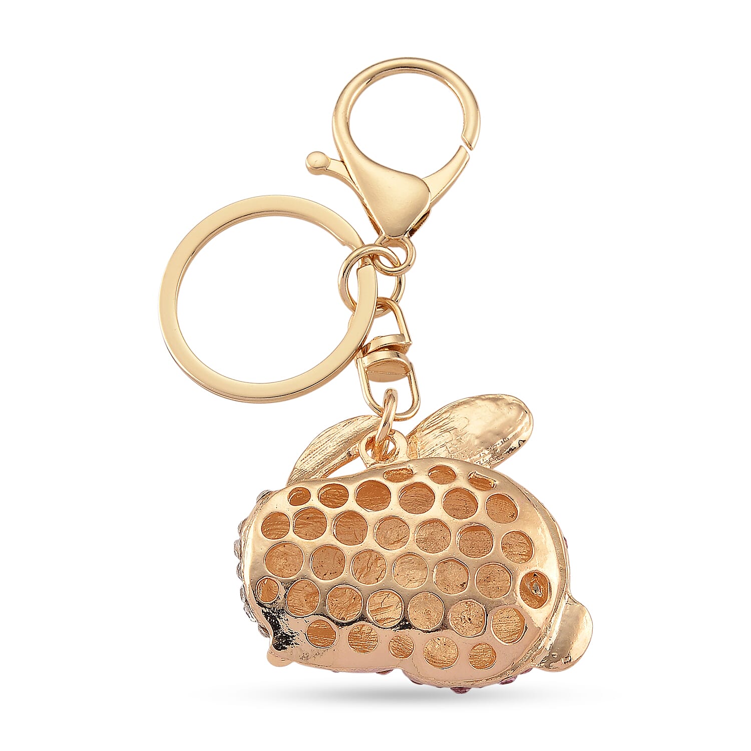 Multi Color Crystal Bunny Keychain in Goldtone