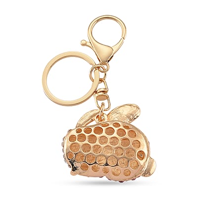 Multi Color Crystal Bunny Keychain in Goldtone