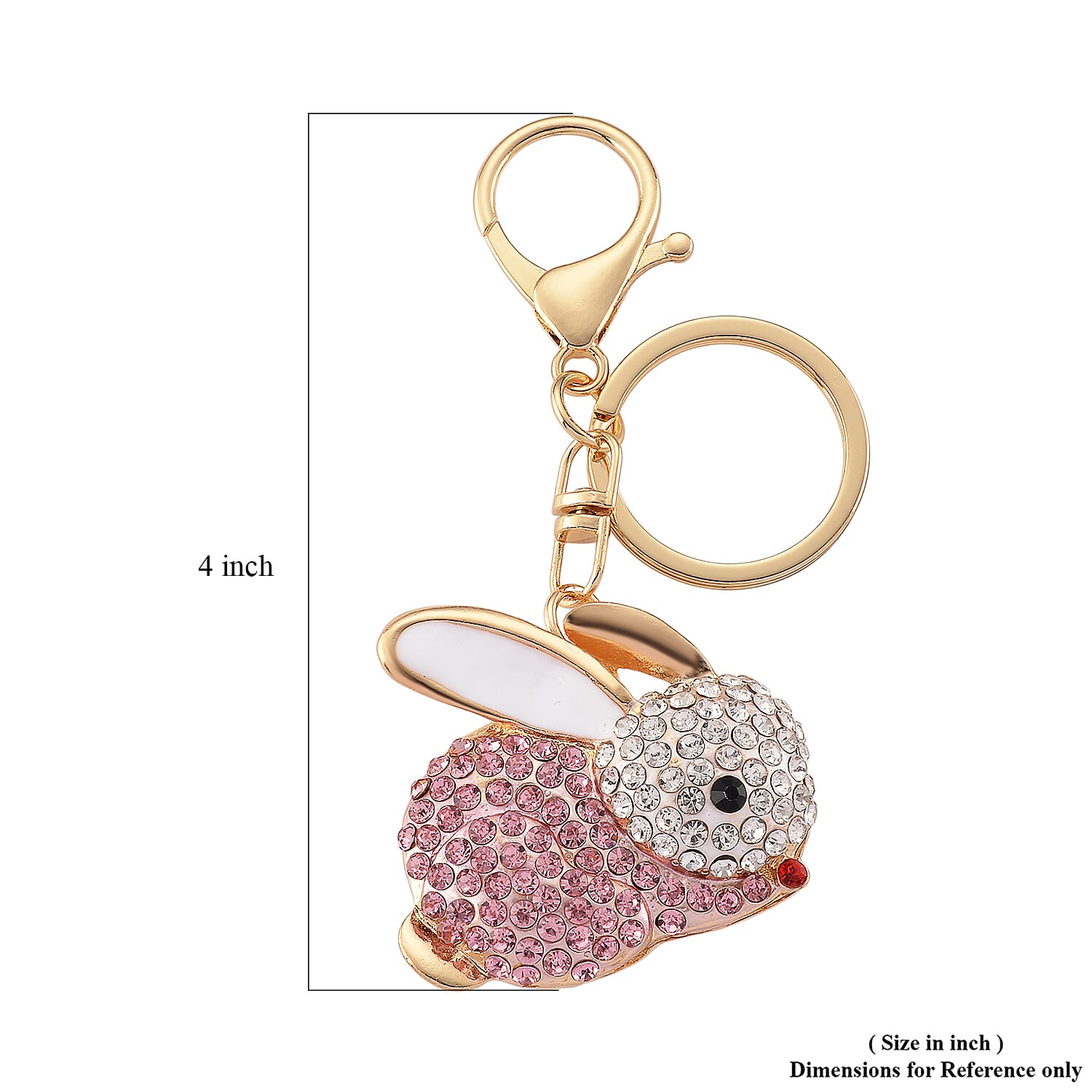 Multi Color Crystal Bunny Keychain in Goldtone