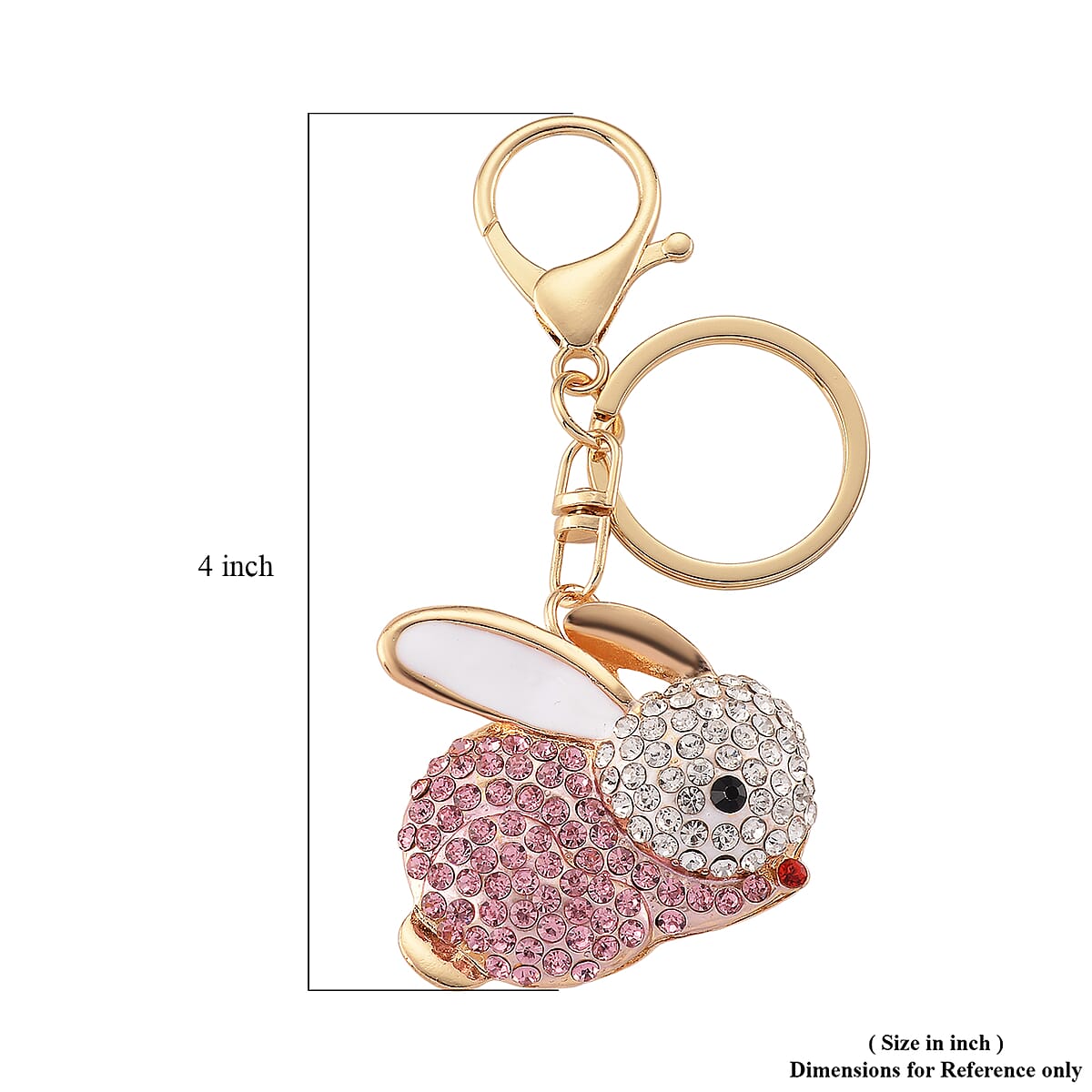 Multi Color Crystal Bunny Keychain in Goldtone image number 5