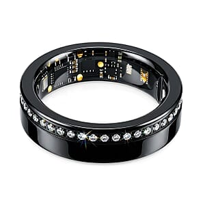 Livmore Moissanite 0.10 ctw Multifunctional V1 Smart Ring in ION Plated Black Stainless Steel (Size 10.0)