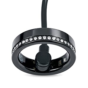 Livmore Moissanite 0.10 ctw Multifunctional V1 Smart Ring in ION Plated Black Stainless Steel (Size 10.0)