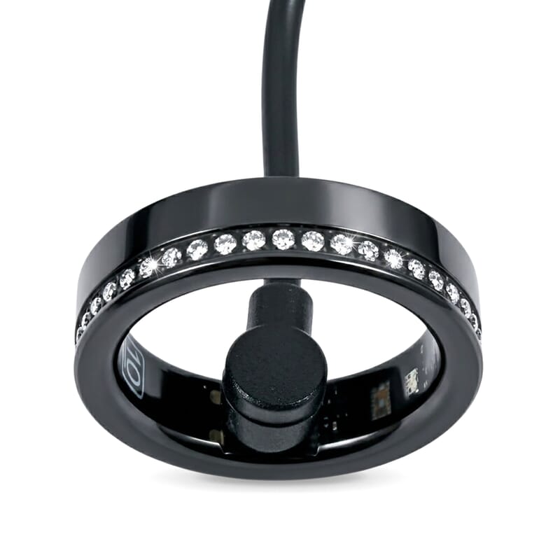 Livmore Moissanite Multifunctional V1 Smart Ring in ION Plated Black Stainless Steel (Size 7.0) 0.10 ctw