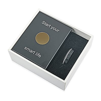 Livmore Moissanite Multifunctional V1 Smart Ring in ION Plated Black Stainless Steel (Size 7.0) 0.10 ctw