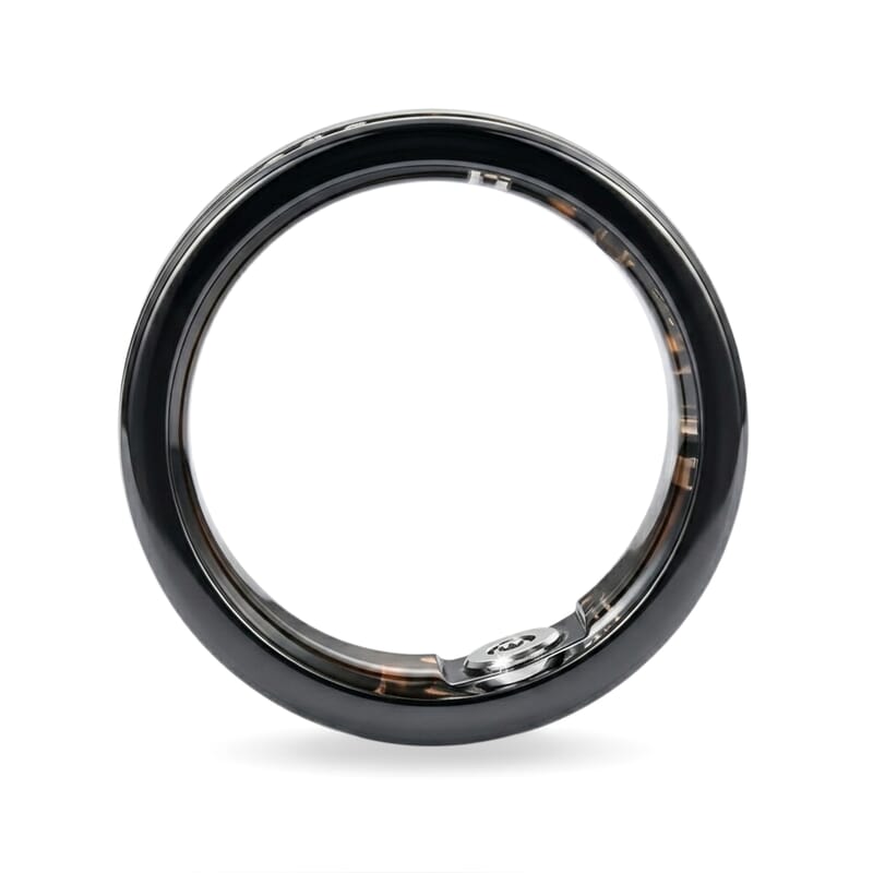 Livmore Moissanite 0.10 ctw Multifunctional V1 Smart Ring in ION Plated Black Stainless Steel (Size 9.0)