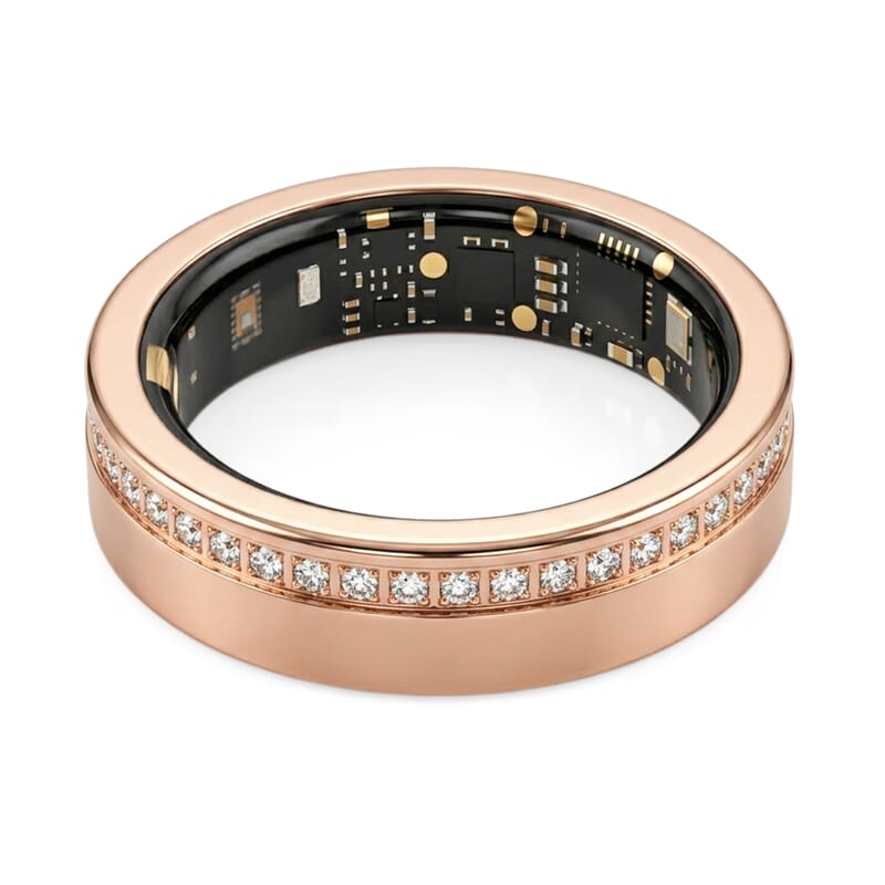 Livmore Moissanite Multifunctional V1 Smart Ring in ION Plated RG Stainless Steel (Size 7.0) 0.10 ctw