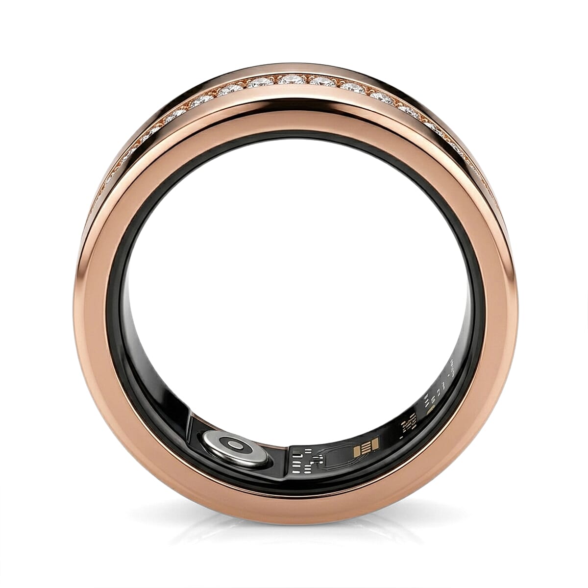 Livmore Moissanite Multifunctional V1 Smart Ring in ION Plated RG Stainless Steel (Size 7.0) 0.10 ctw