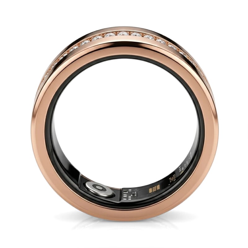 Livmore Moissanite Multifunctional V1 Smart Ring in ION Plated RG Stainless Steel (Size 7.0) 0.10 ctw