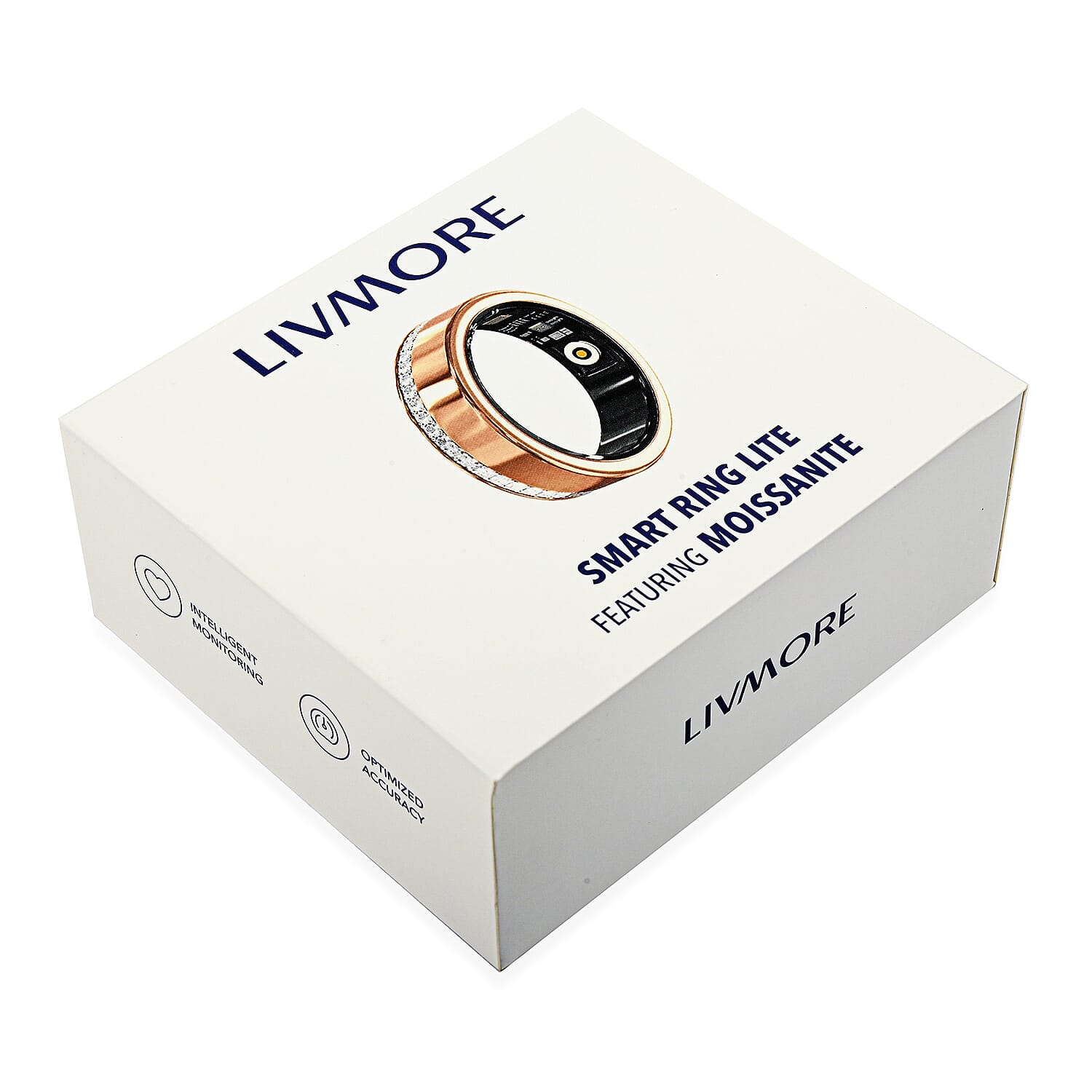 Livmore Moissanite Multifunctional V1 Smart Ring in ION Plated RG Stainless Steel (Size 7.0) 0.10 ctw
