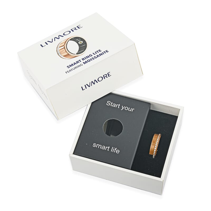 Livmore Moissanite Multifunctional V1 Smart Ring in ION Plated RG Stainless Steel (Size 7.0) 0.10 ctw