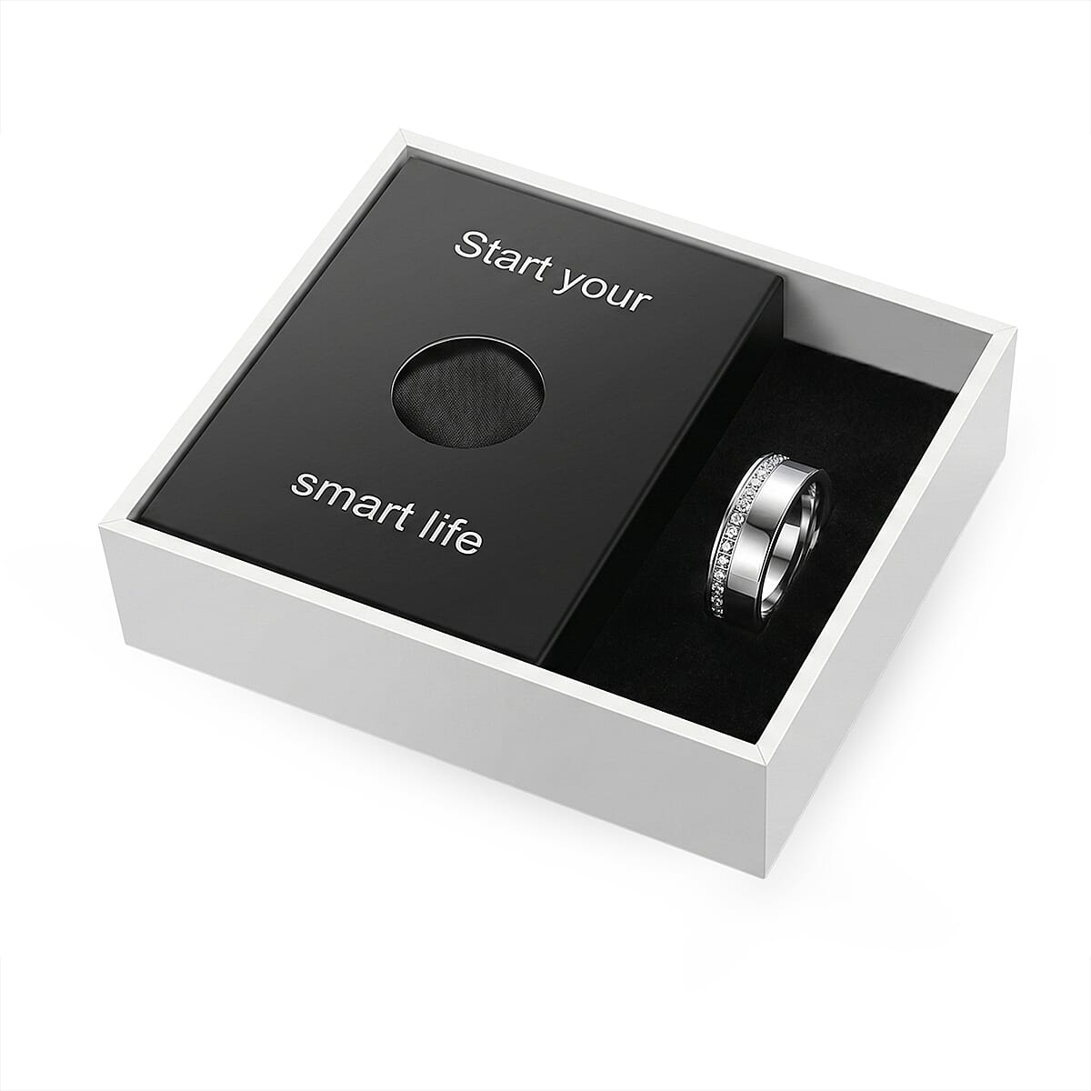 Livmore Moissanite Multifunctional V1 Smart Ring in Stainless Steel (Size 7.0) 0.10 ctw
