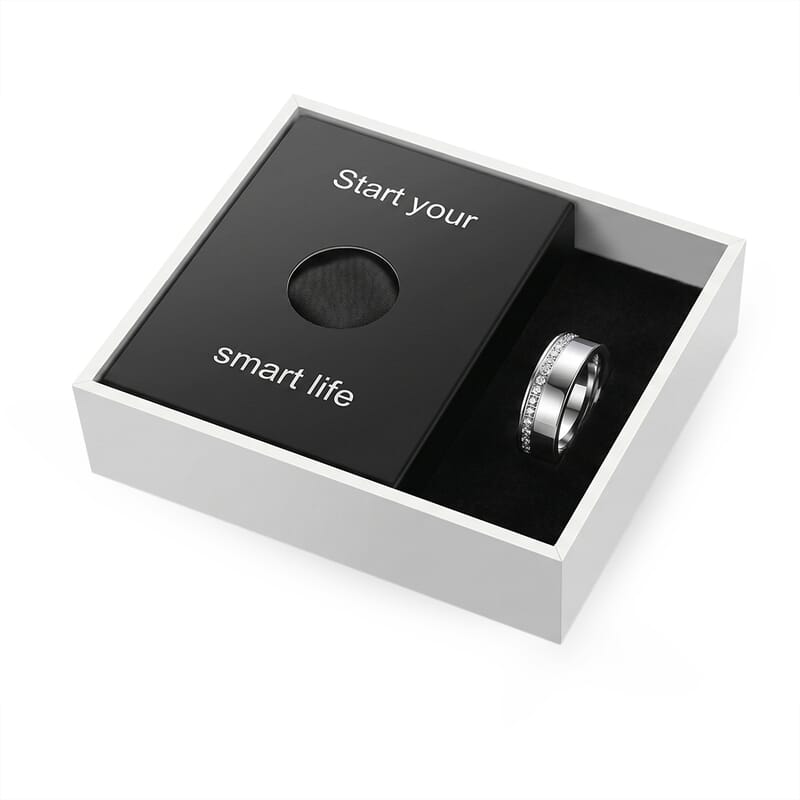 Livmore Moissanite Multifunctional V1 Smart Ring in Stainless Steel (Size 7.0) 0.10 ctw