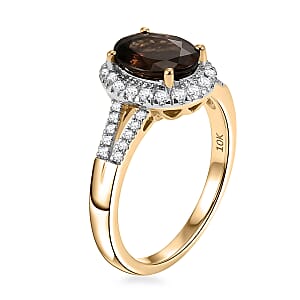 AAA Colour Change Garnet and Luxuriant Lab Grown Diamond G-H SI 2.50 ctw Ring in 10K Yellow Gold (Size 8.0)