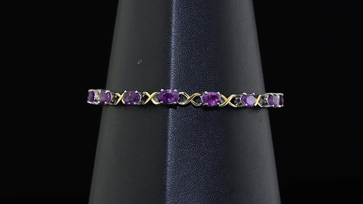EverTrue African Amethyst Bracelet in 18K YG Plated and Platinum Bond (6.50-8.50In) 4.80 ctw