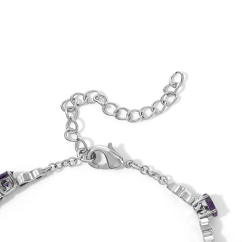 EverTrue African Amethyst 4.80 ctw Bracelet in 18K YG Plated and Platinum Bond (6.50-8.50In)